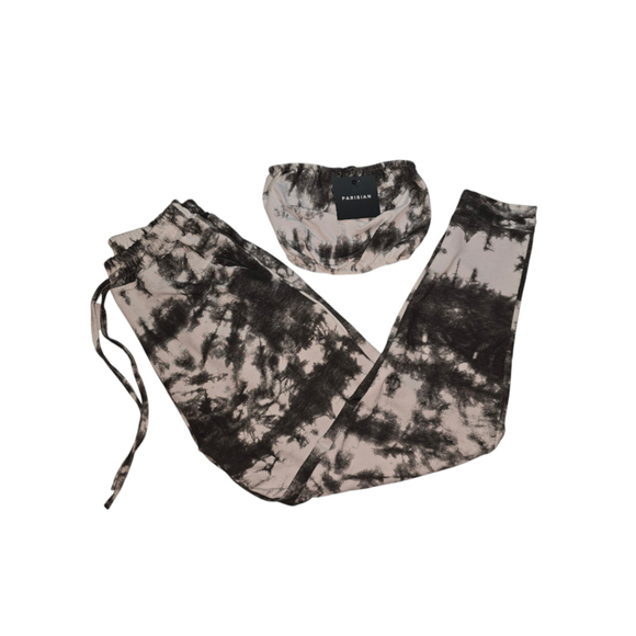 Parisian Pants - Women's Parisian Lounge Set White Black Tie Dye Pants and Tube Top Size 4